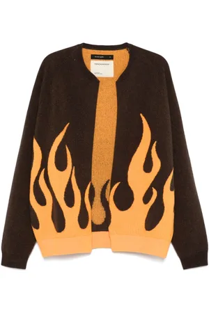 Frenckenberger Cardigan mit Flammen-Jacquard