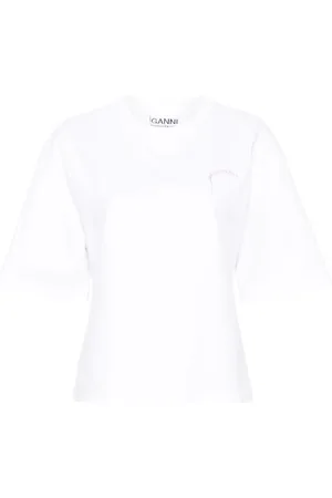 Ganni T-Shirt mit Logo-Stickerei