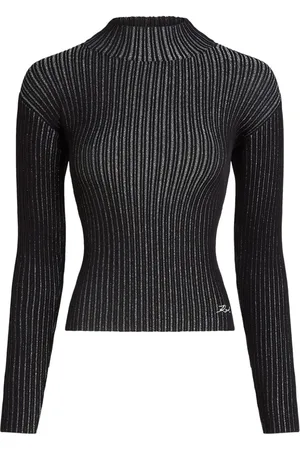 Karl Lagerfeld Lurex-T-Shirt mit Stehkragen
