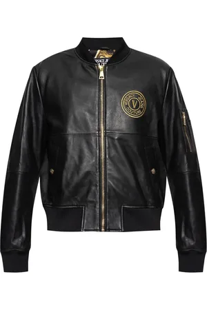 VERSACE V-Emblem Bomberjacke aus Leder