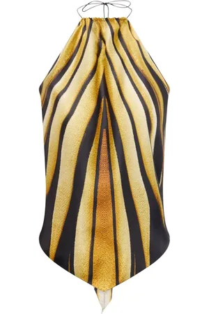 Roberto Cavalli Neckholder-Top aus Seide mit Ray of -Print