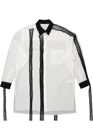 YOHJI YAMAMOTO Leinenhemd mit Mesh-Kontrastdetail