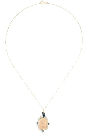 KAMUSHKI 18kt Ayut Al Kursi Gelbgoldhalskette mit Diamant und Saphir