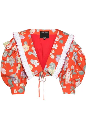 MERYLL ROGGE Cropped-Oberteil mit breitem Kragen