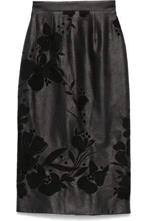 Elie saab Bestickter Maxirock aus Faux-Leder