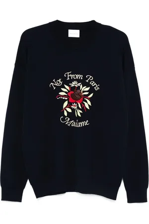 Drôle de Monsieur Pullover mit Slogan-Stickerei