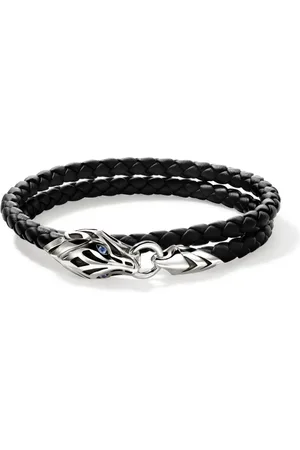 John Hardy Naga Wrap Sterlingsilber- und Lederarmband mit Saphir