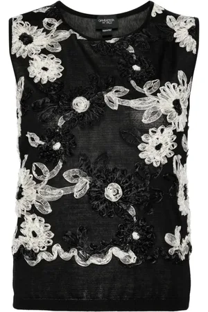 Giambattista Valli Top mit Blumen-Stickereien