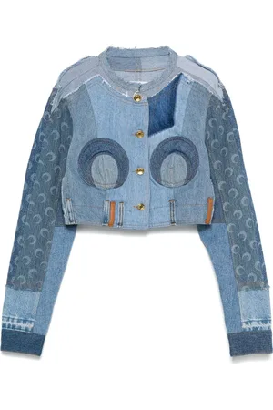 Marine Serre Cropped-Jeansjacke