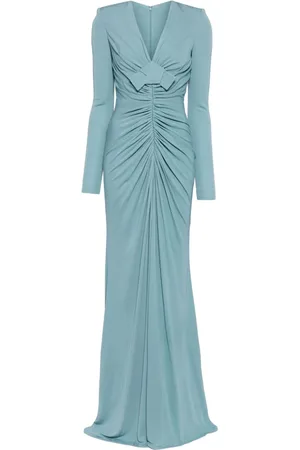 Elie saab Jersey-Kleid mit V-Ausschnitt