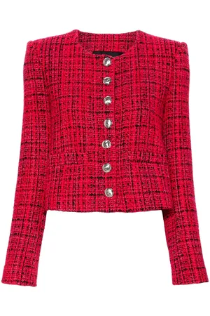 Patrizia Pepe Tweed-Jacke mit rundem Ausschnitt
