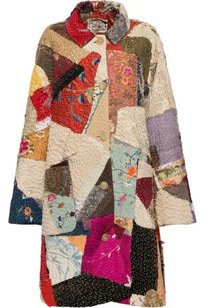 BY WALID Mantel im Patchwork-Look mit Blumenstickerei