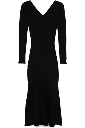 Victoria Beckham Geripptes Midikleid