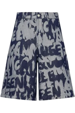 Alexander McQueen Jeans-Shorts mit Graffiti-Print