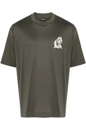 Emporio Armani T-Shirt mit French Bulldog-Stickerei