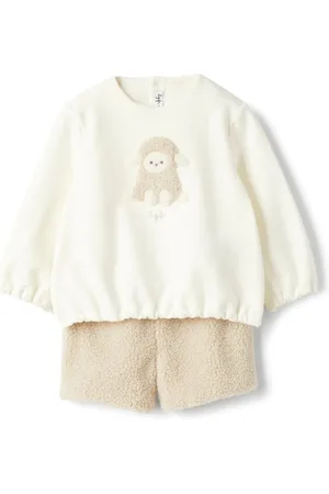 Il gufo Set aus Sweatshirt und Shorts mit Schafsapplikation