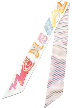 Hermès 2020s Twilly Chevaloscope Neon Schal