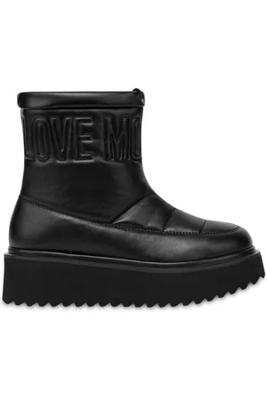 Moschino Flatform-Stiefel mit Logo-Stickerei
