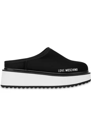 Moschino Flatform-Mules mit Logo-Print