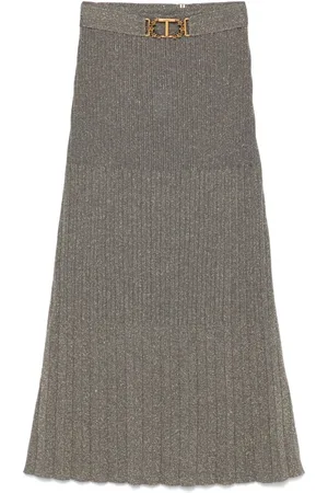 Twin-Set Fein gestrickter Lurex-Midirock