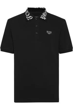 Philipp Plein Piqué-Poloshirt mit Gothic-Print