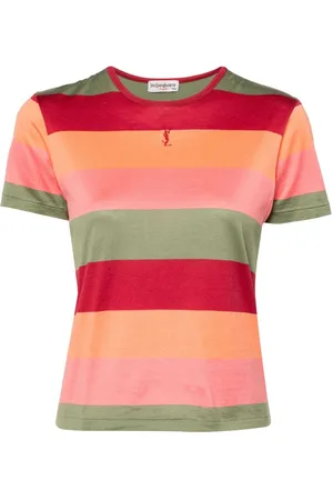 Saint Laurent Gestreiftes T-Shirt mit Logo
