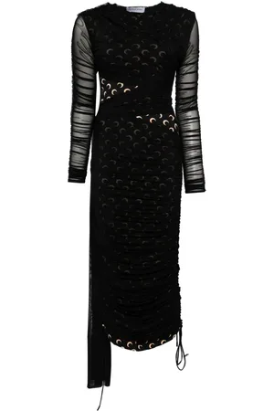 Marine Serre Drapiertes Kleid mit Sichelmond-Print