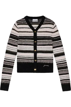 Ganni Gestreifter Cardigan mit V-Ausschnitt