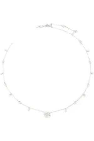 Gucci 18kt Interlocking Weißgoldhalskette mit Diamant