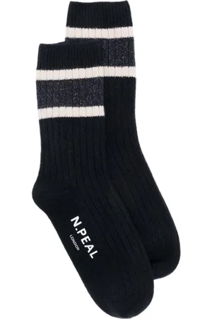 N.PEAL Gerippte Socken mit Streifen