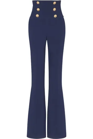 Balmain Krepphose mit Zierknöpfen