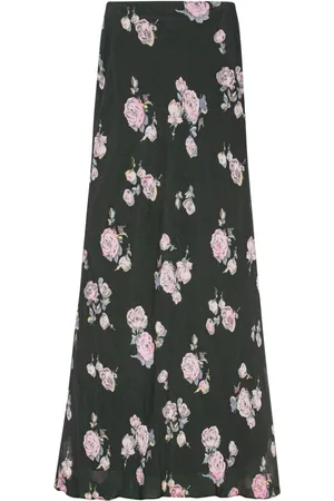 Ganni Krepp-Maxirock mit floralem Print