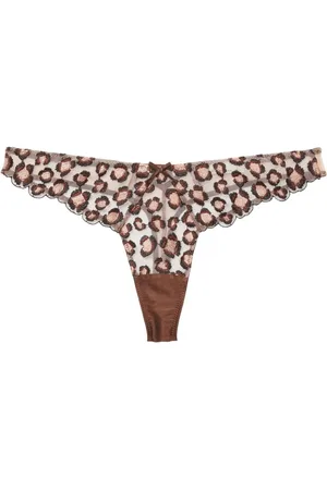 FLEUR DU MAL Tanga mit Leoparden-Stickerei