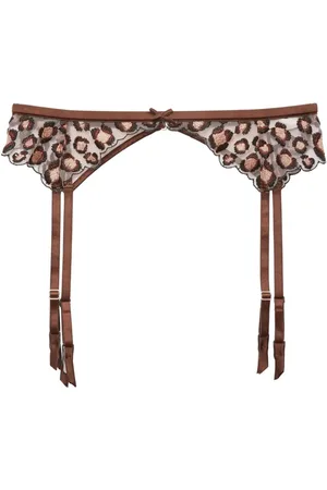 FLEUR DU MAL Strumpfhalter mit Leoparden-Stickerei
