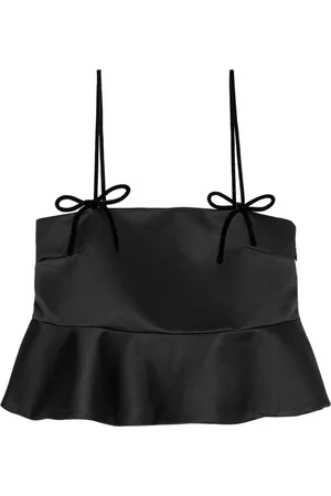 Ganni Cropped-Satintop mit Schößchen