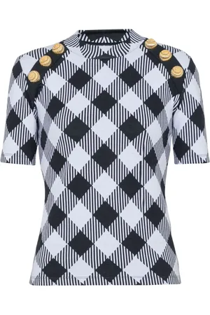 Balmain T-Shirt mit Vichy-Karo