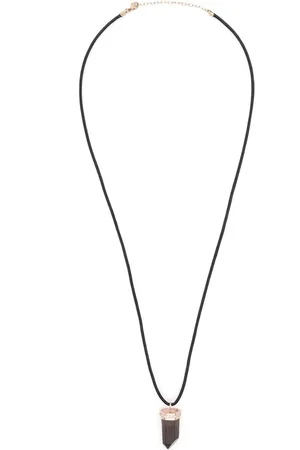 JIA JIA 14kt Rotgoldhalskette mit Rauchquarz und Leder