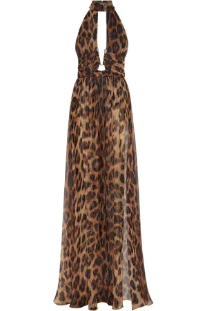 Philipp Plein Langes Kleid mit Leoparden-Print
