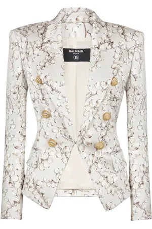 Balmain Satin-Blazer mit Johannisbeeren-Print