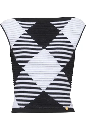 Balmain Cropped-Oberteil mit Gingham-Karo