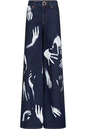 AREA Wide-Leg-Jeans mit Hand-Print