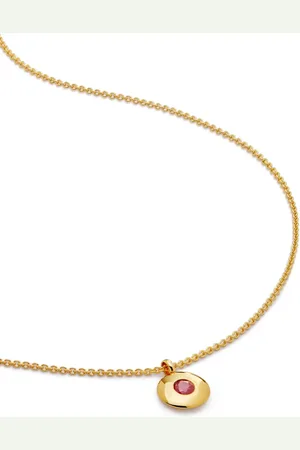 Monica Vinader 18kt Birthstone Halskette aus recyceltem -Vermeil mit Rubin