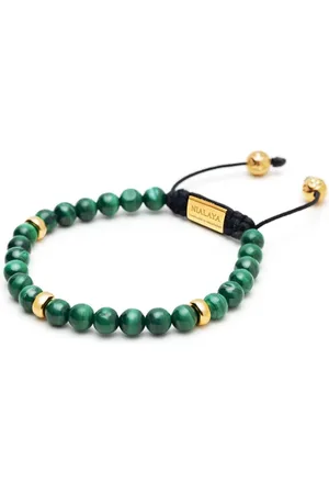 Nialaya Vergoldetes Perlenarmband aus Malachit