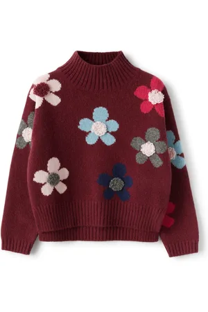Il gufo Pullover mit Intarsien-Blumen