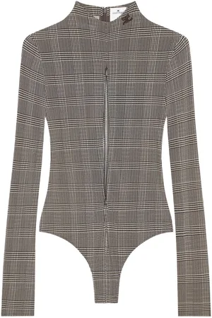 Courrèges Body mit Prince-of-Wales-Muster