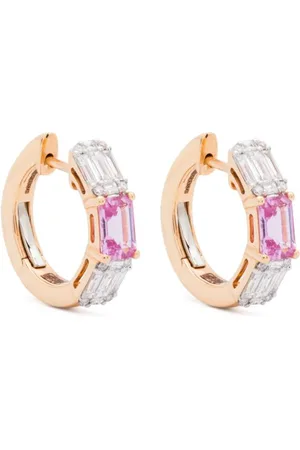 ROSEKEY 18kt Rotgoldohrringe mit Diamanten und Saphiren