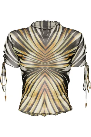 Roberto Cavalli Ray of Gold T-Shirt aus Mesh