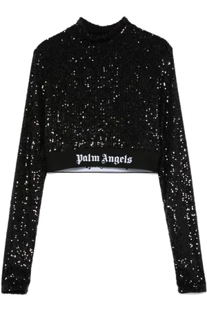 Palm Angels Paillettenoberteil mit Logo-Bund