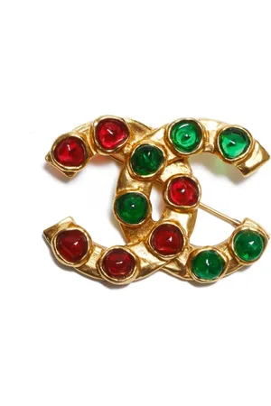 CHANEL 1980s CC-Brosche mit Schmucksteinen