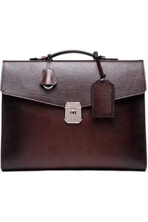 santoni Aktentasche mit graviertem Logo